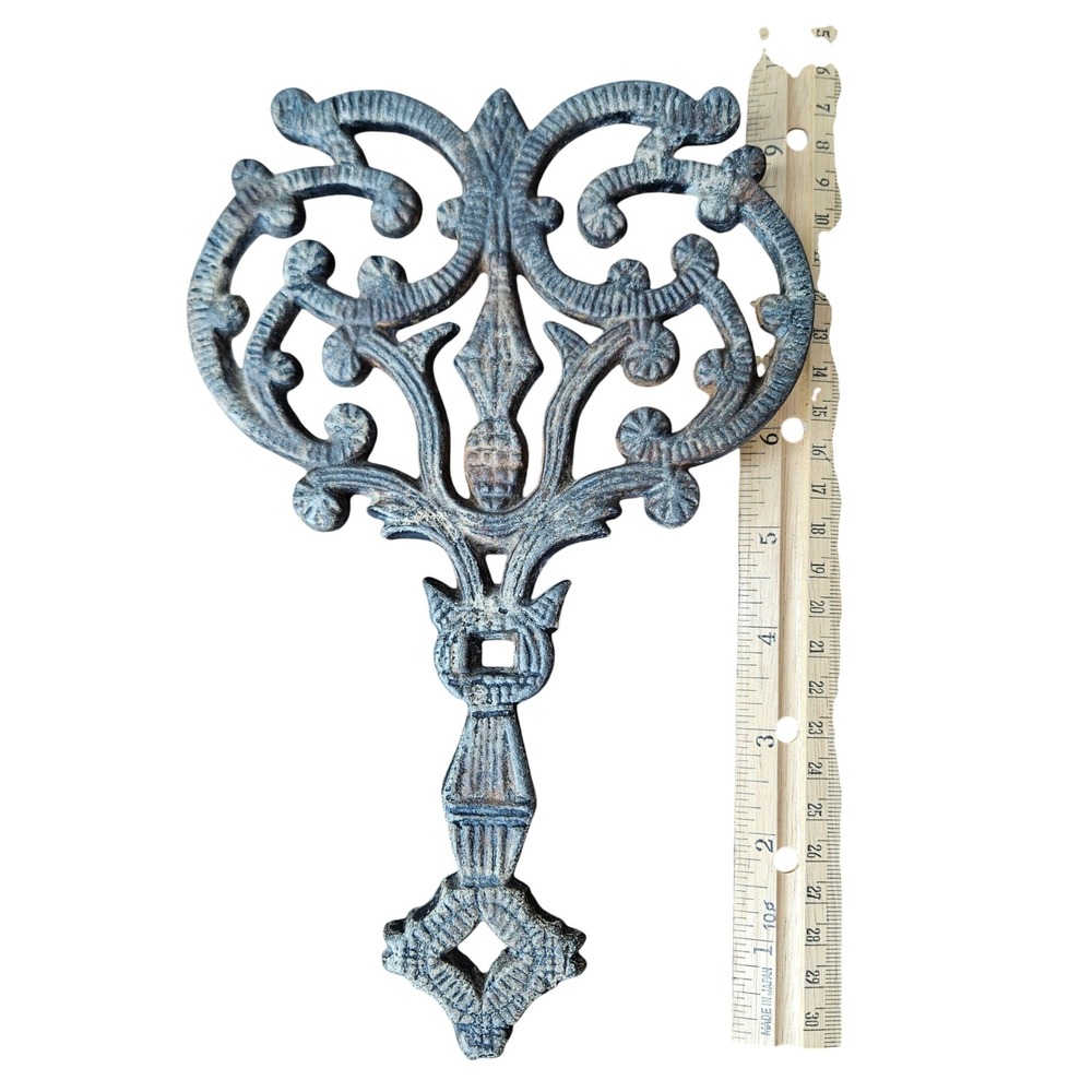 Wilton Cast Iron Trivet Vintage Scrollwork Lyre Design Footed Black 9 Inch‎